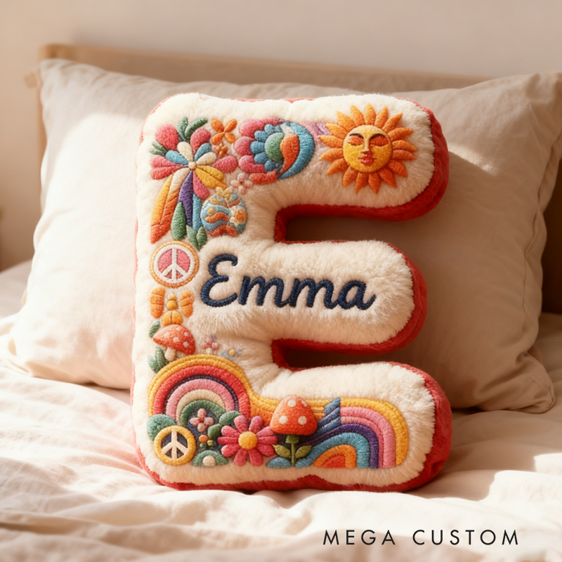 Personalized Colorful 26 Letters Cute Graphic 3D Print Pillow Beautiful Hippie Letter Custom Hippie Throw Pillow for Kids