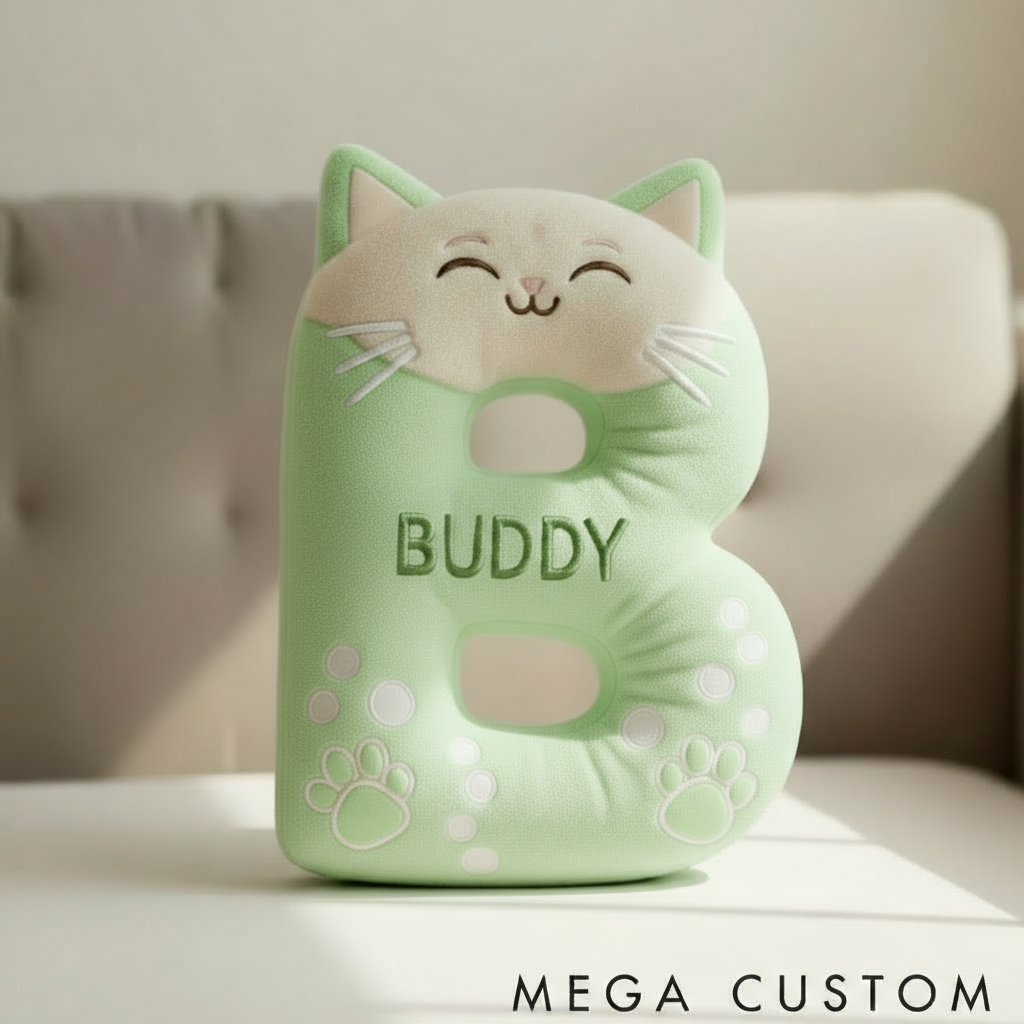 Personalized Cat Lover Funny Cat Letter Pillow Graphic 3D Print Pillow