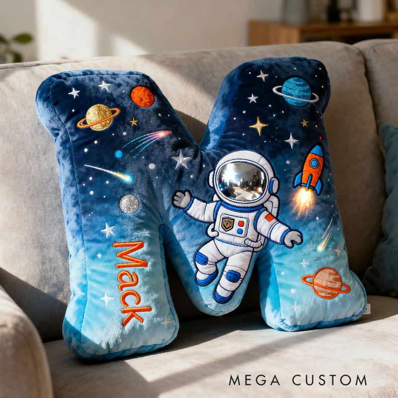 Personalized Astronaut Space Galaxy Name Custom Kids Gift Adventure Rocket Starry Sky Decorative Graphic 3D Print Pillows