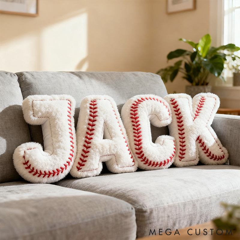 Personalized Soft Pillows Baseball Themed Letter Pillows Alphabet Pillows with Sporty Design Decorative Throw Pillow Perfect Gift for Baseball Fans and Kids