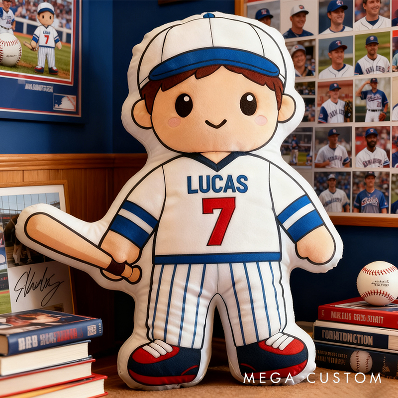 Personalized Baseball Player Pillow with Custom Name and Jersey Number  for Kids and Fans