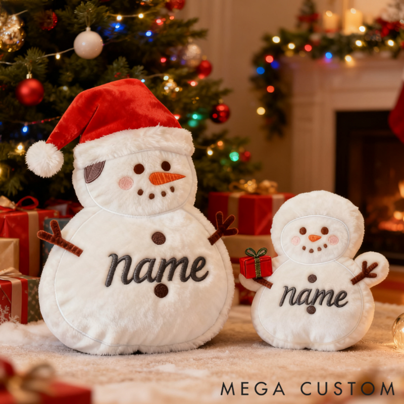 Personalized Snowman Christmas Pillow for Family Christmas Gifts Graphic 3D Print