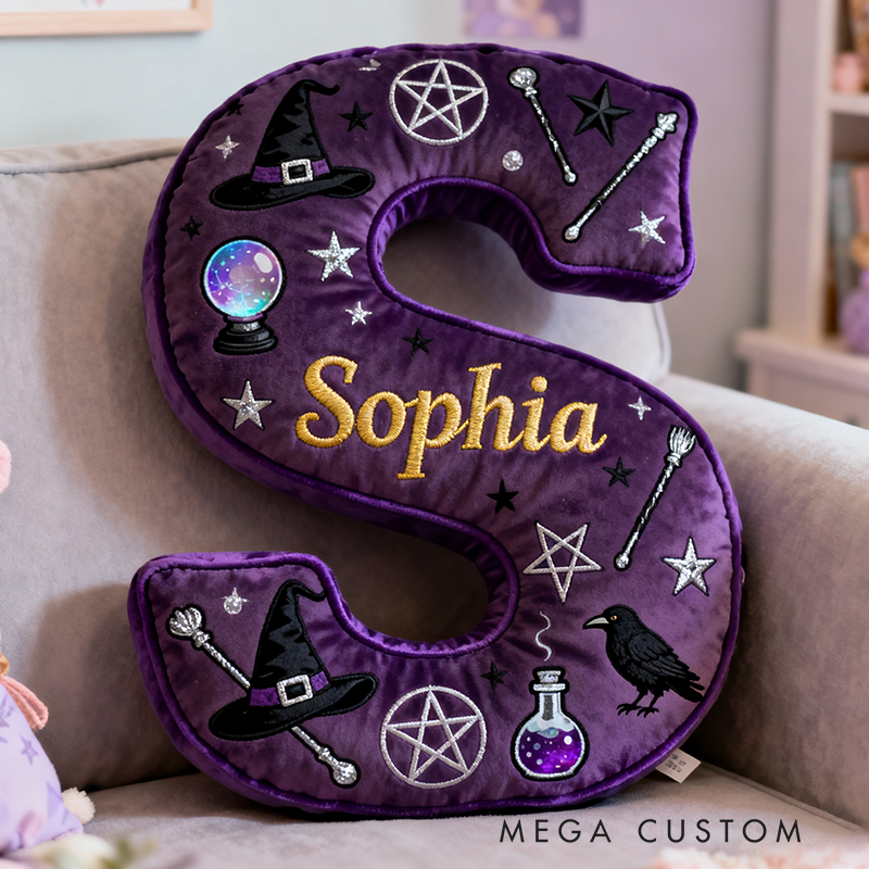 Personalized Mystical Witchcraft Pillow with Pentagrams  Crystal Balls Magic Potions Ravens and Starry Night Design Graphic 3D Print Pillow