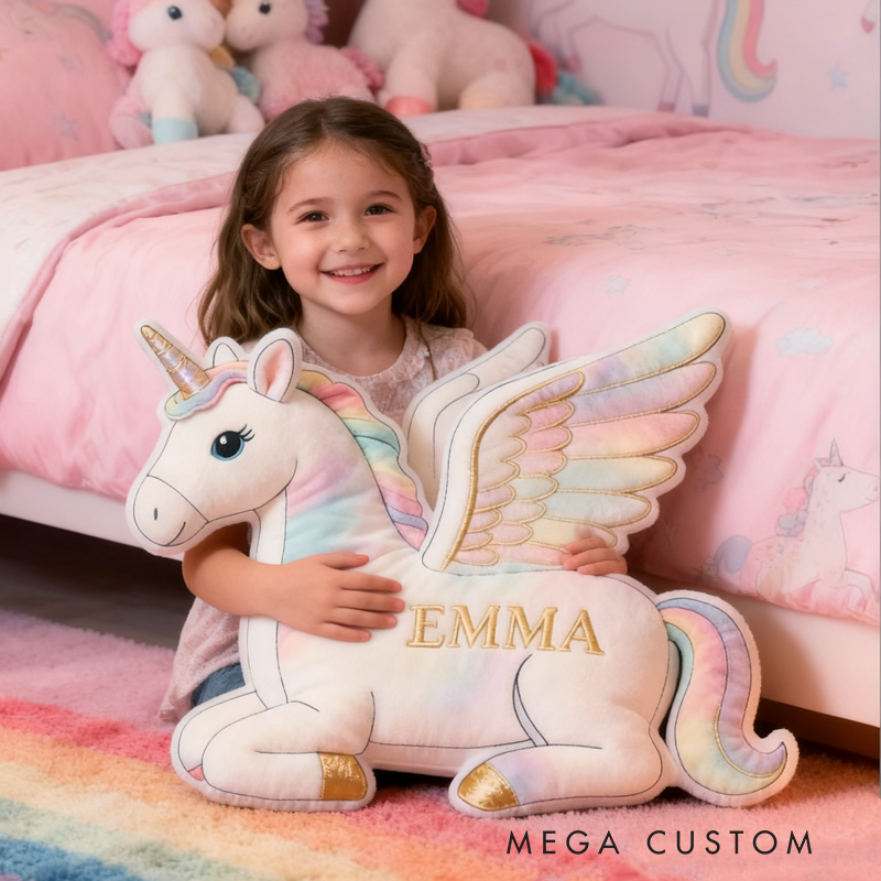 Personalized Dreamy Rainbow with Name Graphic 3D Print Pillow Christmas Gift for Kids Birthday Gift