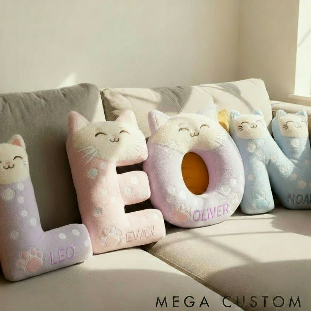 Personalized Cat Lover Funny Cat Letter Pillow Graphic 3D Print Pillow