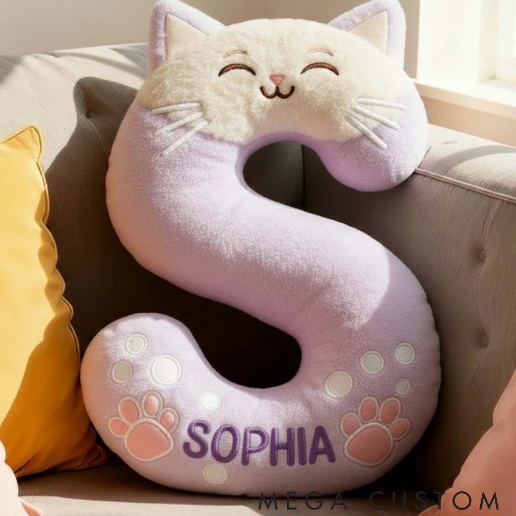 Personalized Cat Lover Funny Cat Letter Pillow Graphic 3D Print Pillow