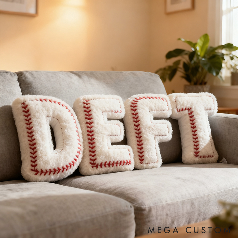 Personalized Soft Pillows Baseball Themed Letter Pillows Alphabet Pillows with Sporty Design Decorative Throw Pillow Perfect Gift for Baseball Fans and Kids