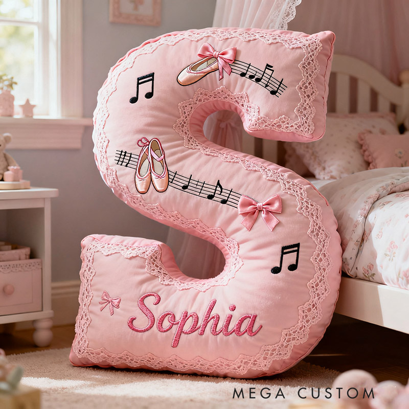 Personalized Graphic 3D Print Ballet Dance Pillow With Your Own Name Soft Stuffed Toy for Kids Unique Decorative Cushion for Girls' Room
