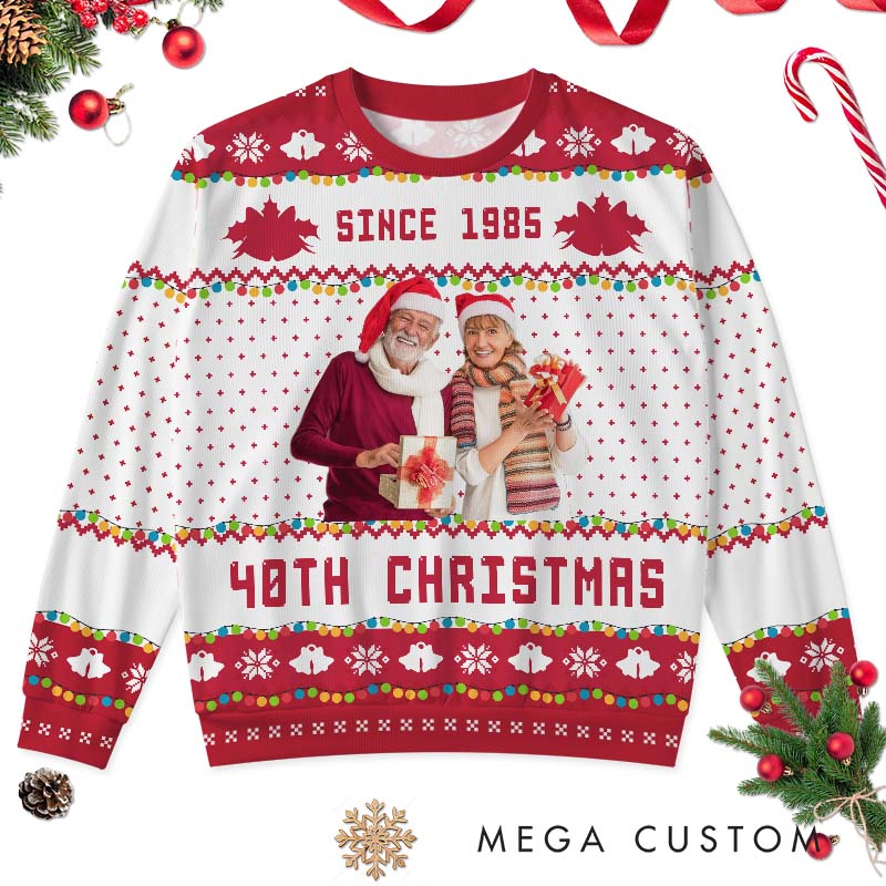 Personalized Christmas Couple Ugly Sweater Husband Wife Anniversary Christmas Sweater Couple Ugly Sweater with Photo