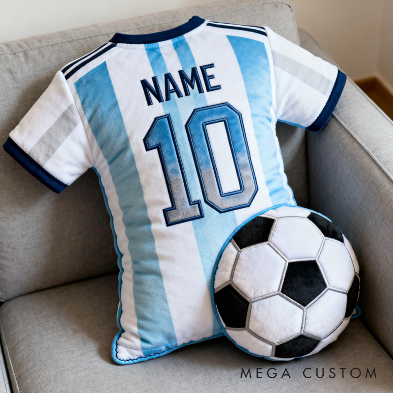 Personalized Graphic3DPrint Soccer Jersey Pillow with Custom Name and Number for Fans