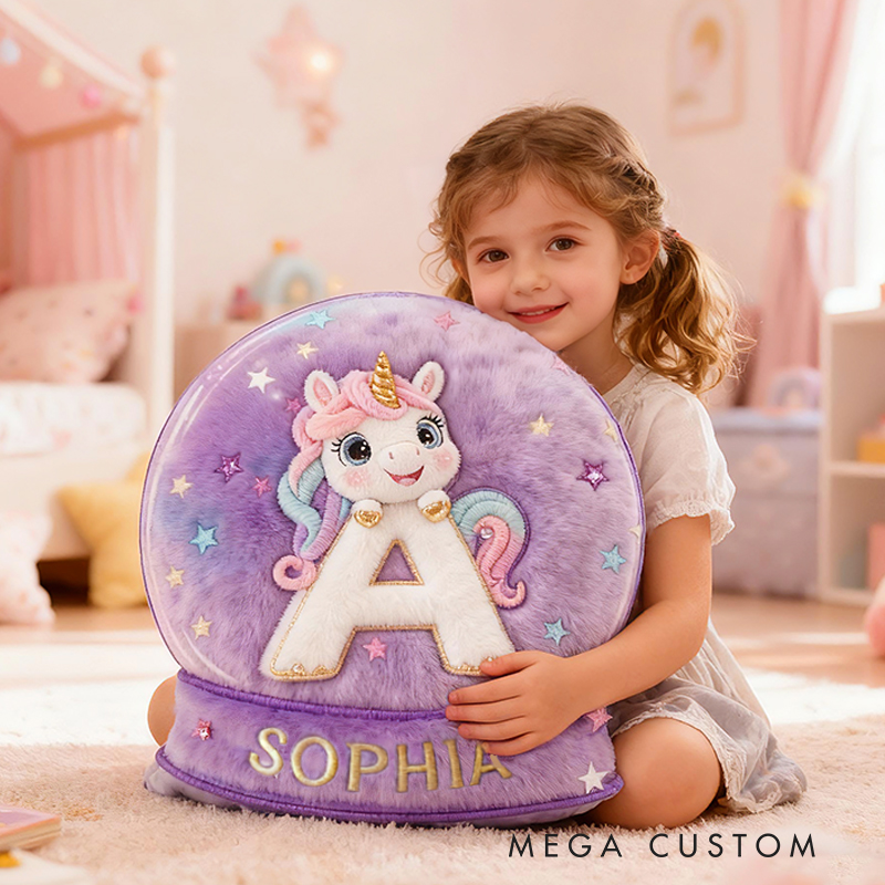 Personalized Initial Letter Shape Custom Name Soft Decorative Gift Magical Princess Style Cozy Girls Room Dream Purple Graphic 3D Print Pillow