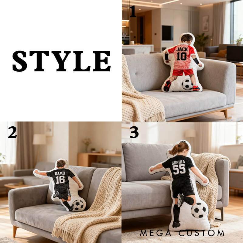 Personalized Soccer Player Pillow with Custom Name and Number