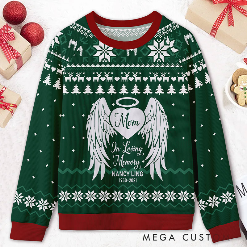 Personalized Memorial Holiday Ugly Sweatershirt In Loving Memory Keepsake Custom Ugly Christmas Sweater Sympathy Gift