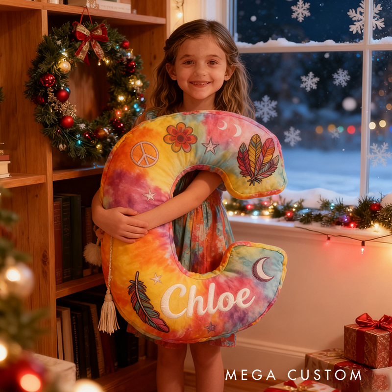 Personalized Colorful 26 Letters Cute Pillow Beautiful Hippie Letter Custom Hippie Pillow Christmas Gift for Kids