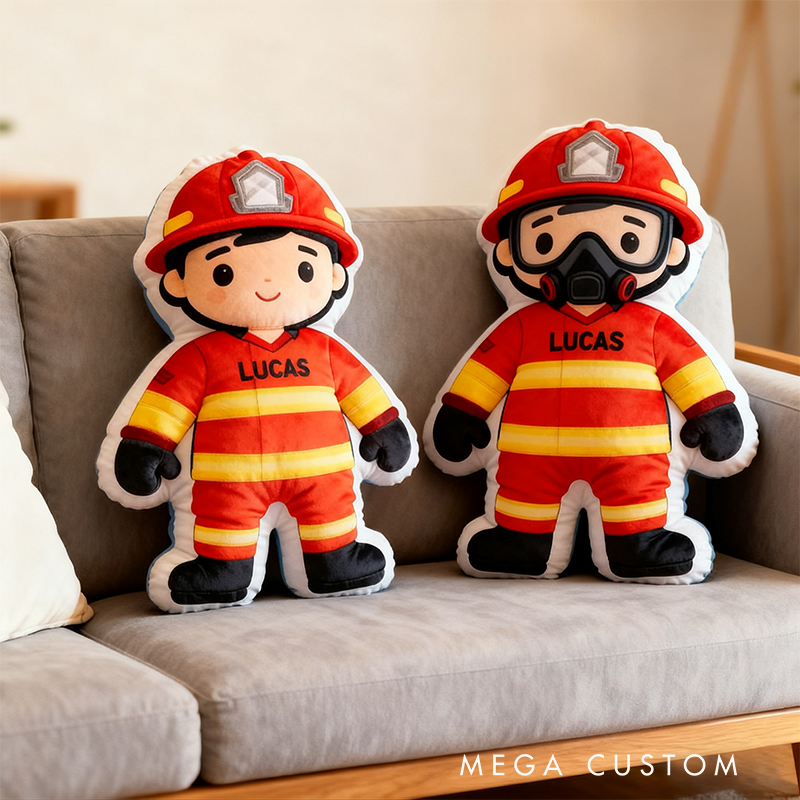 Personalized Cute Firefighter Pillow with Custom Name and Number Graphic 3D Print Pillow