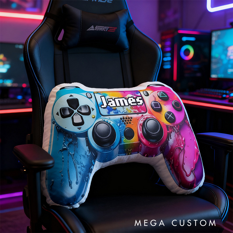 Personalized Graphic 3D Print Ink Style Game Controller Shaped Pillow for Game Lovers Plush Pillow Christmas Gift for Kids