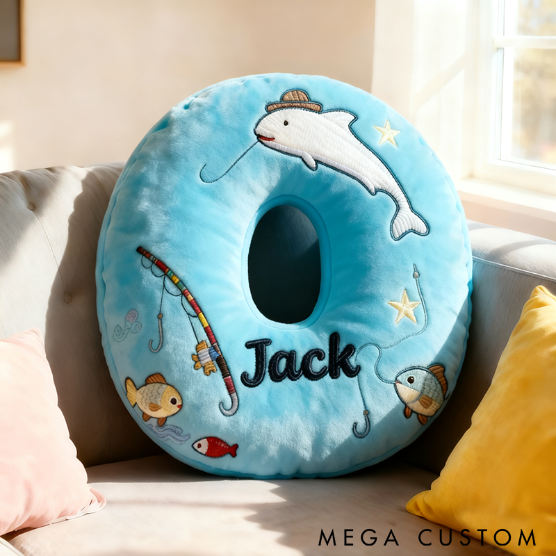 Personalized Fishing Letter Pillow Funny Letter Pillow Custom Name Pillow Graphic 3D Print Comfortable Travel Cushion for Anglers