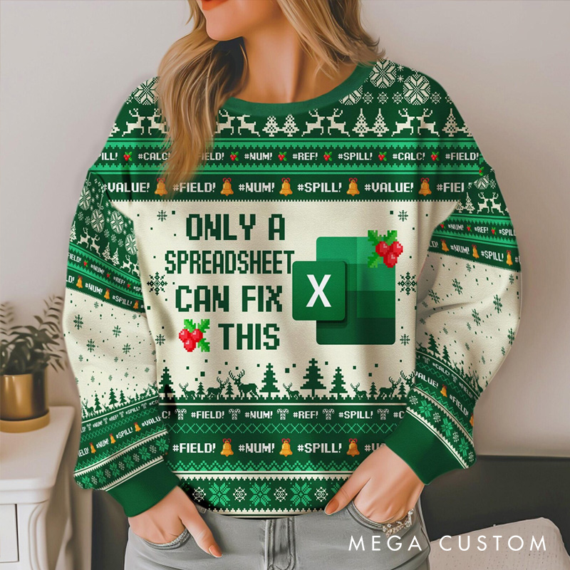 Personalized Only a Spreadsheet Can Fix This Ugly Christmas Sweater Excel Group Matching Sweater Christmas Party Gift Xmas Gift 2025