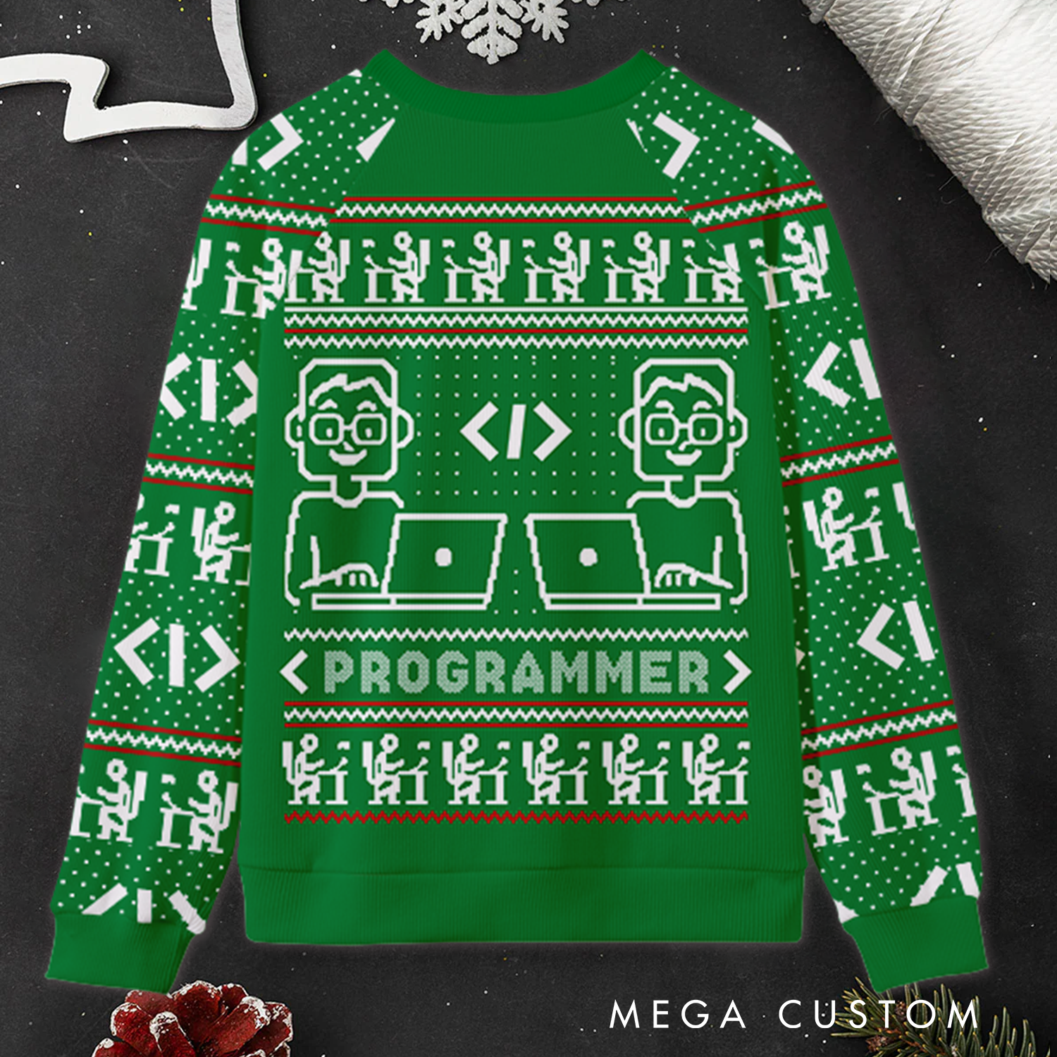 Personalized Programmer Ugly Sweater Funny Ugly Christmas Sweater for Coworkers Boss Ugly Sweater