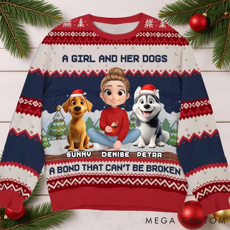 Personalized Dog Lover Can Not be Broken Christmas Ugly Sweater