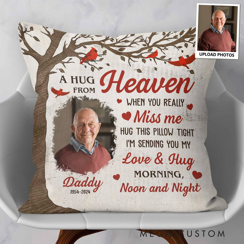 Personalized Memorial Pillow A Hug From Heaven Memorial Gift Custom Photo Memory Pillow