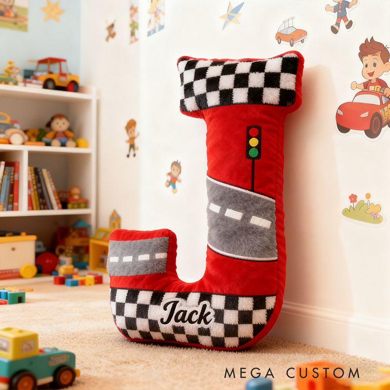 Personalized Racing Adventure Pillow Custom Name 3D Graphic Print Cushion Gift for Racers and Racing Lovers