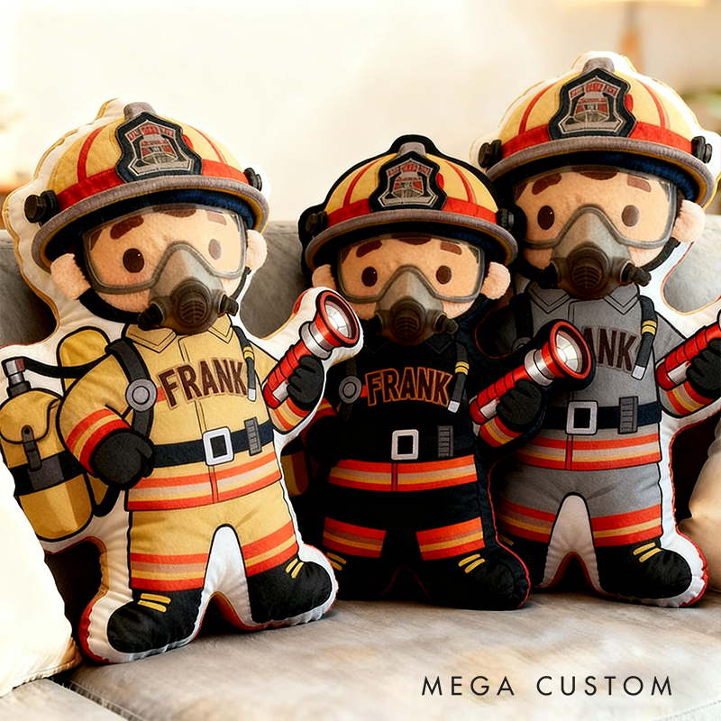 Personalized Cute Firefighter Pillow with Custom  Graphic 3D Print Name Pillow