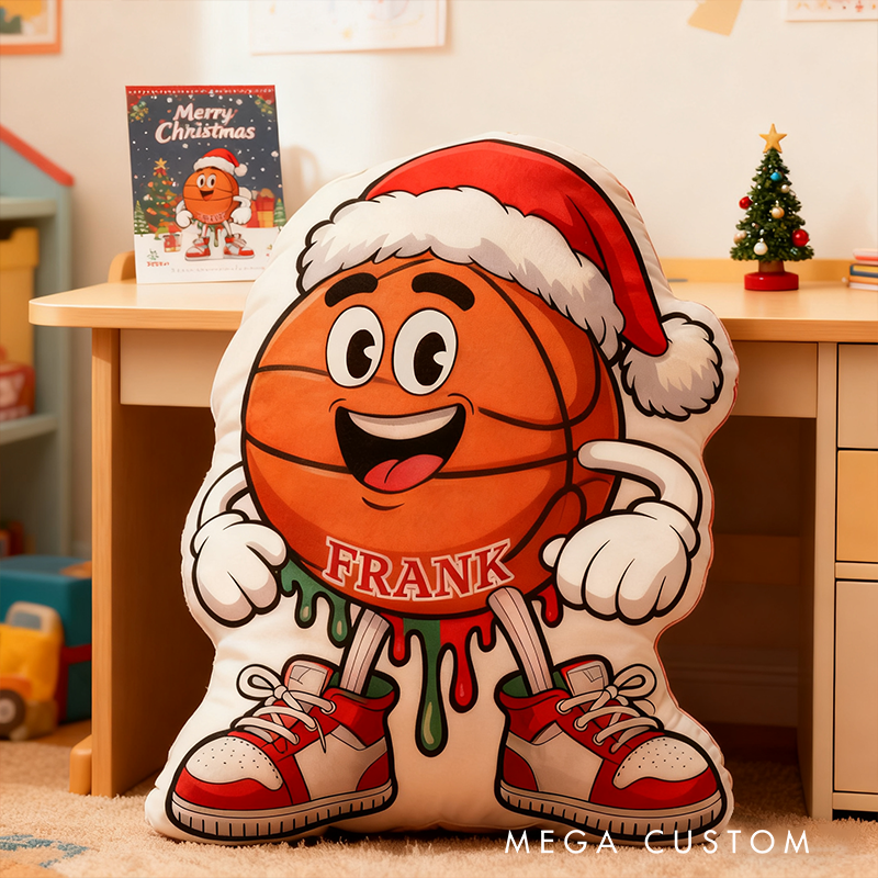 Personalized Festive Basketball Pillow with Custom Name for the Perfect Christmas Gift