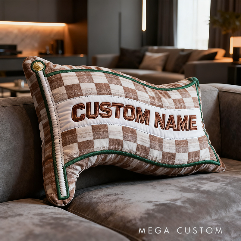 Personalized Racing Checkered Flag Pillow Custom Name 3D Graphic Print Cushion Gift for Racers and Racing Lovers