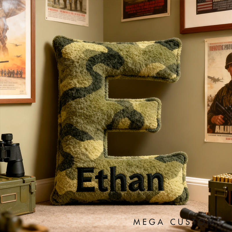 Personalized Camouflage Pillow Custom Name 3D Graphic Print Cushion Gift for Polices and Military Enthusiast