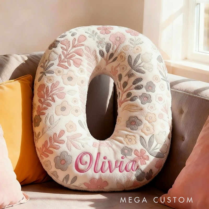 Personalized Floral Letter Pillow with Name Graphic 3D Print Custom Double Sided Pillow Gift for Kids Gardening Lovers Gift