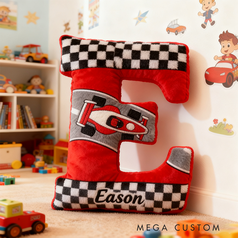 Personalized Racing Adventure Pillow Custom Name 3D Graphic Print Cushion Gift for Racers and Racing Lovers