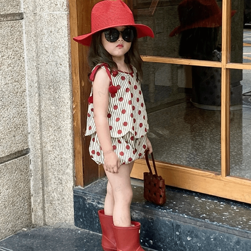 Baby Toddler 2-Piece Red Dots Striped Set