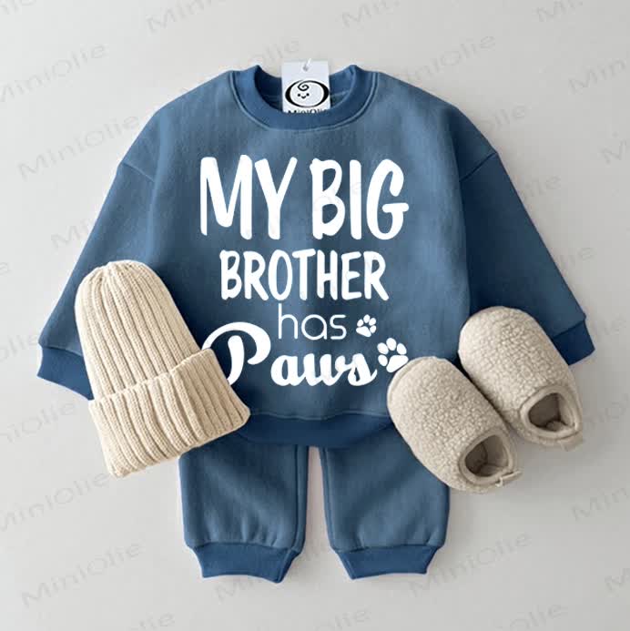 MY BIG BROTHER HAS PAWS Baby 2-piece Blue Set