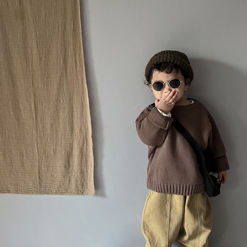 Toddler Solid Color Loose Relax Sweater