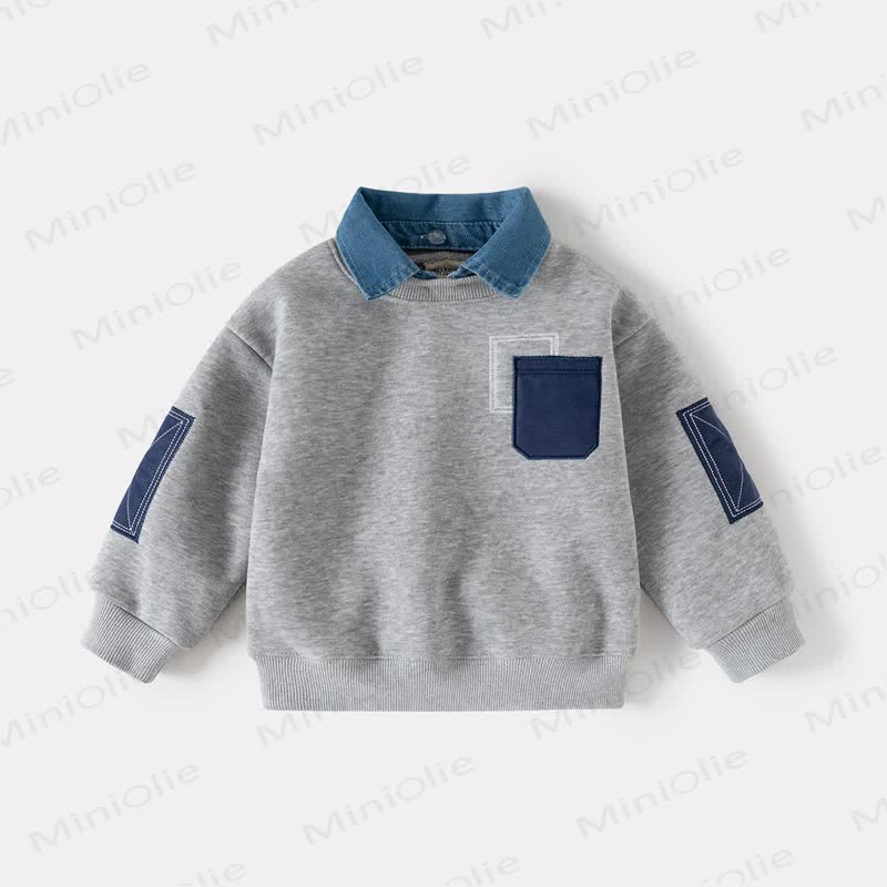 Toddler Fleece Lined Fake 2pcs Sweatshirt