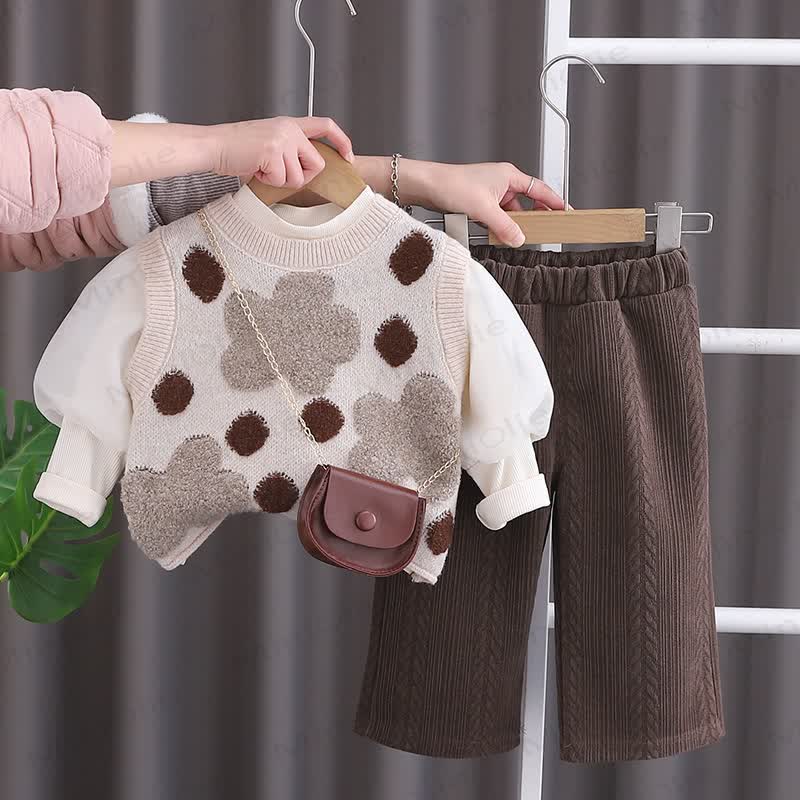 Baby Toddler Girl Dot Flower 3-piece Set