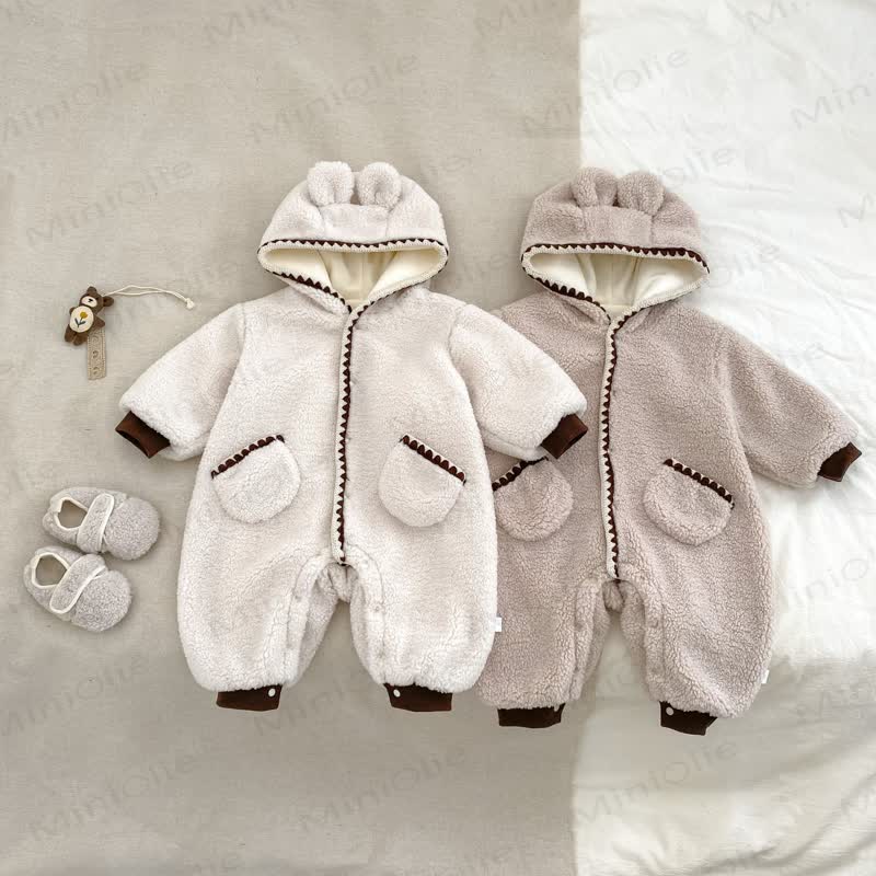 Baby Fleece Pocket Hooded Romper