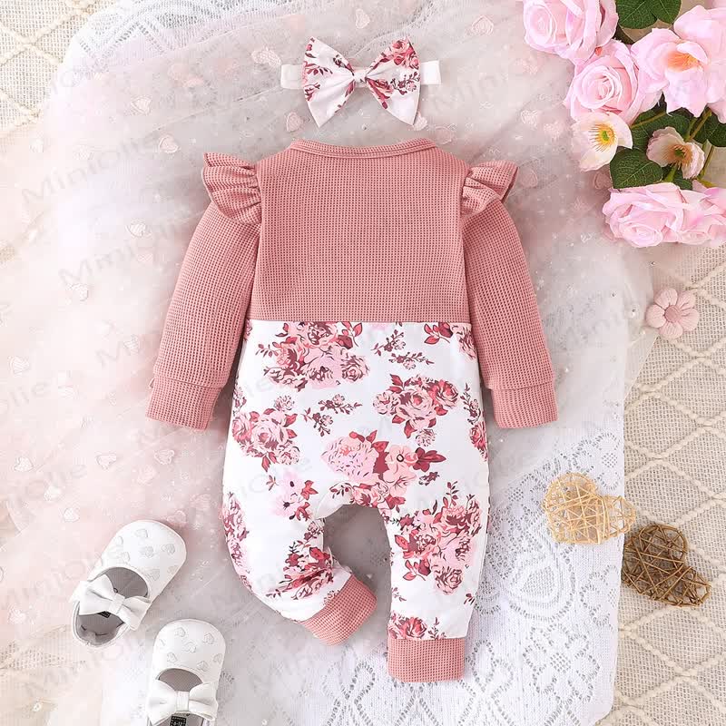 Baby Girl Bow Butterfly Floral Pink Romper