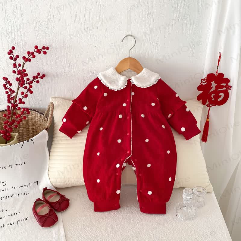 Baby Christmas Dot Romper