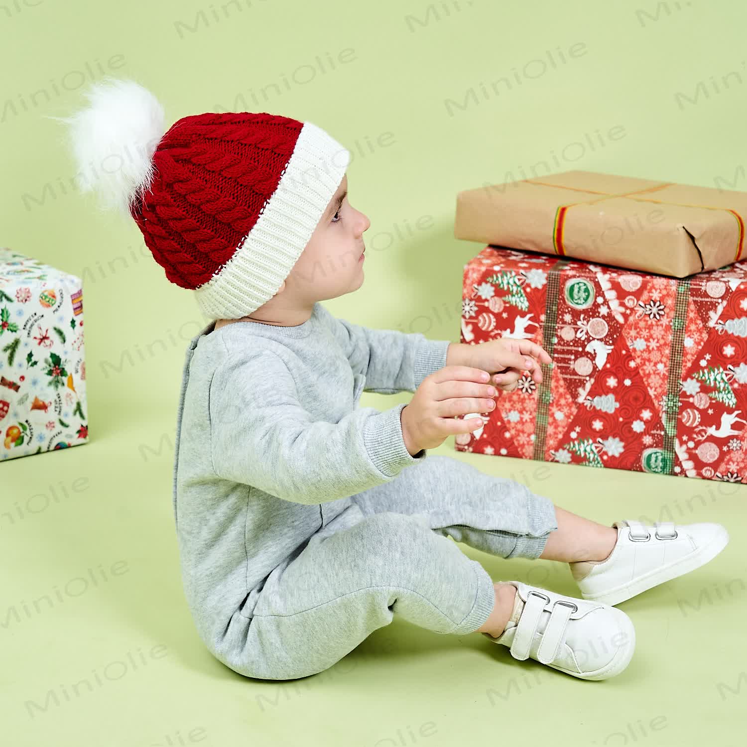 Baby Plush Twist Christmas Knitted Beanie