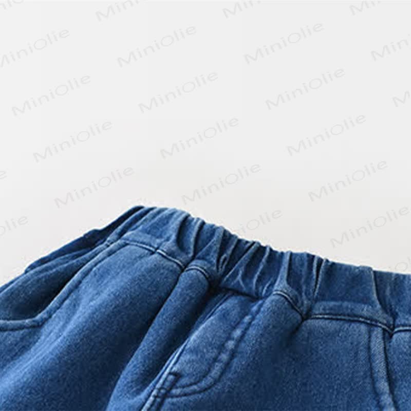 CHRISTMAS Baby Denim Deer Fleece Lined Pants