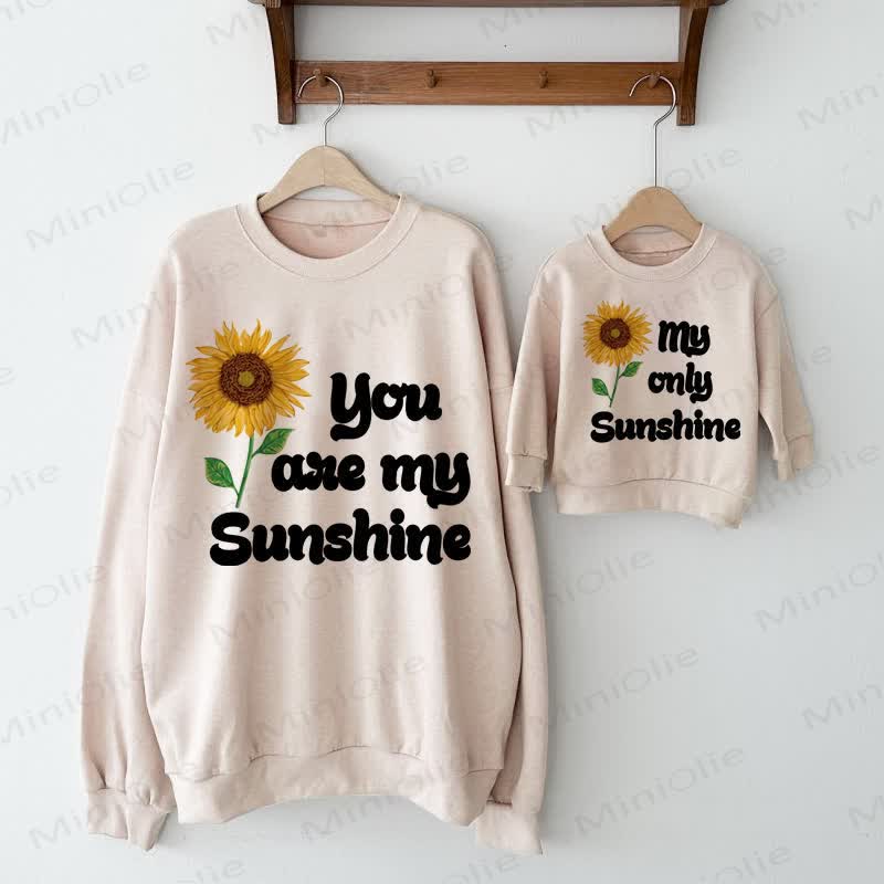 YOU ARE MY SUNSHINE Baby Sunflower Beige Family Sweatshirt
