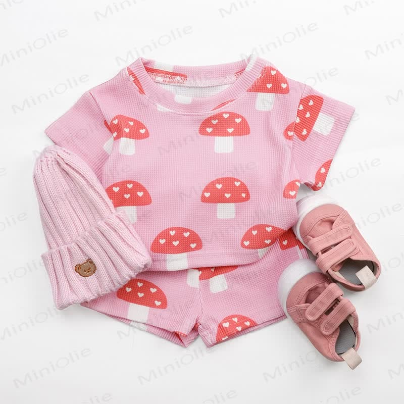 Baby Mushroom Pink Waffle 2-piece Set