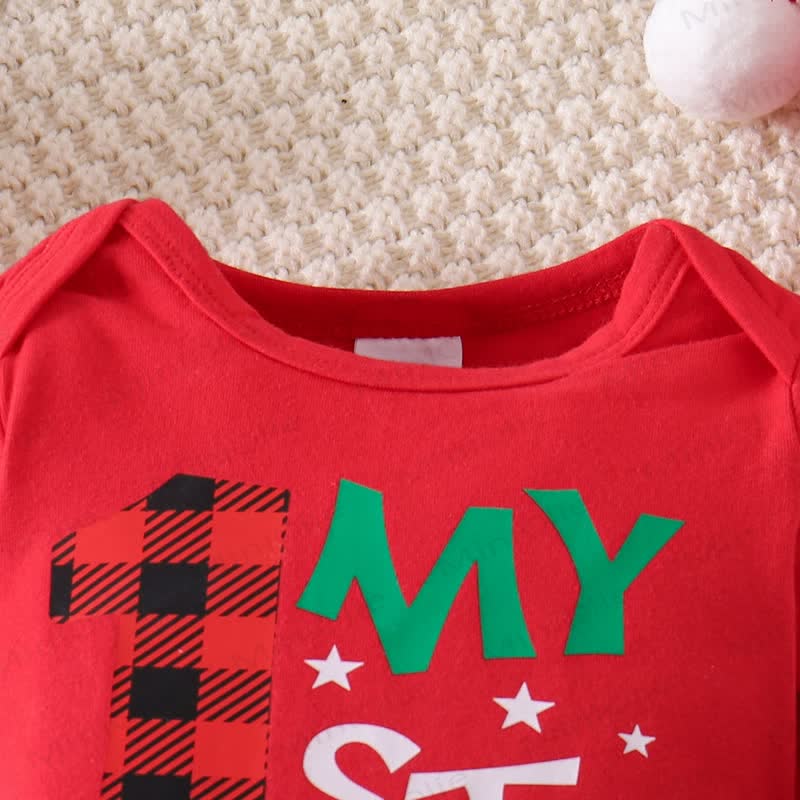 MY 1ST CHRISTMAS Baby Plaid 2-Piece Set with Hat