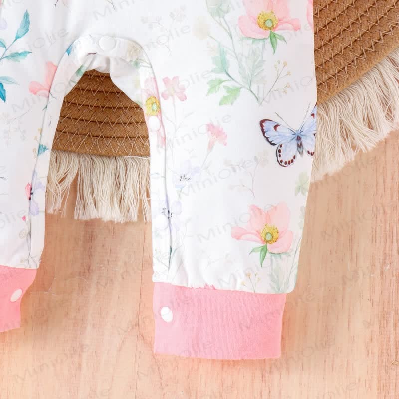 Baby Girl Flower Butterfly Romper with Headband