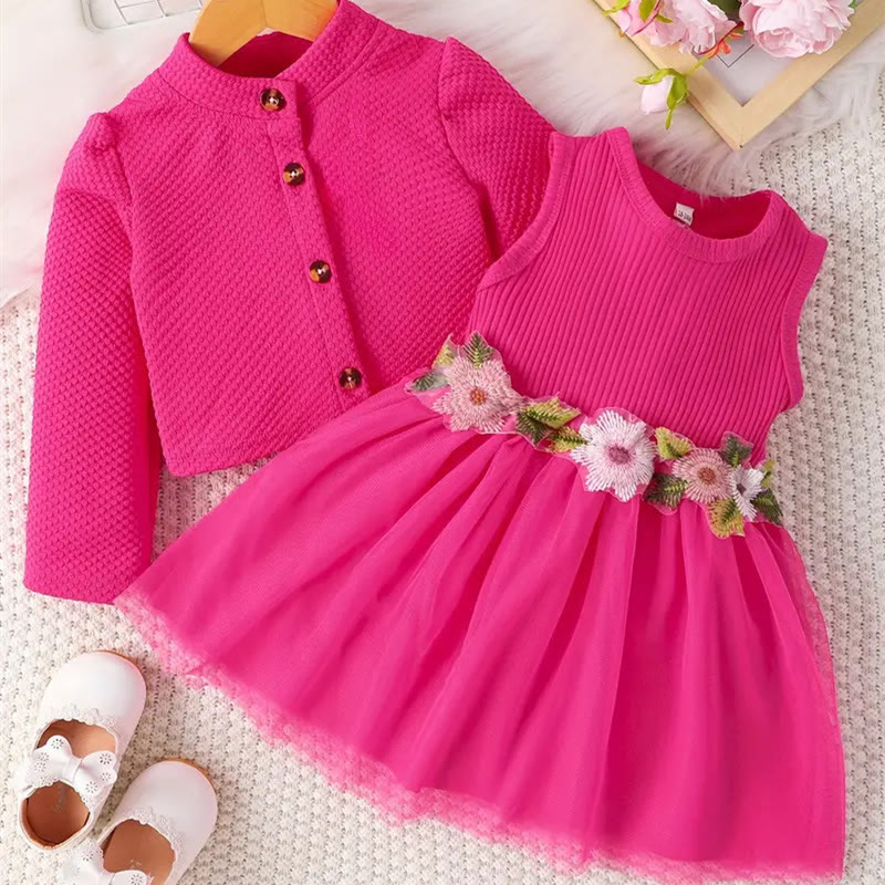 Baby Girl Sweet Flower Tulle Dress Set