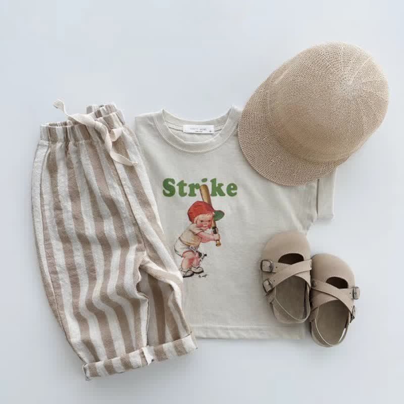 Baby Striped Drawstring Casual Pants