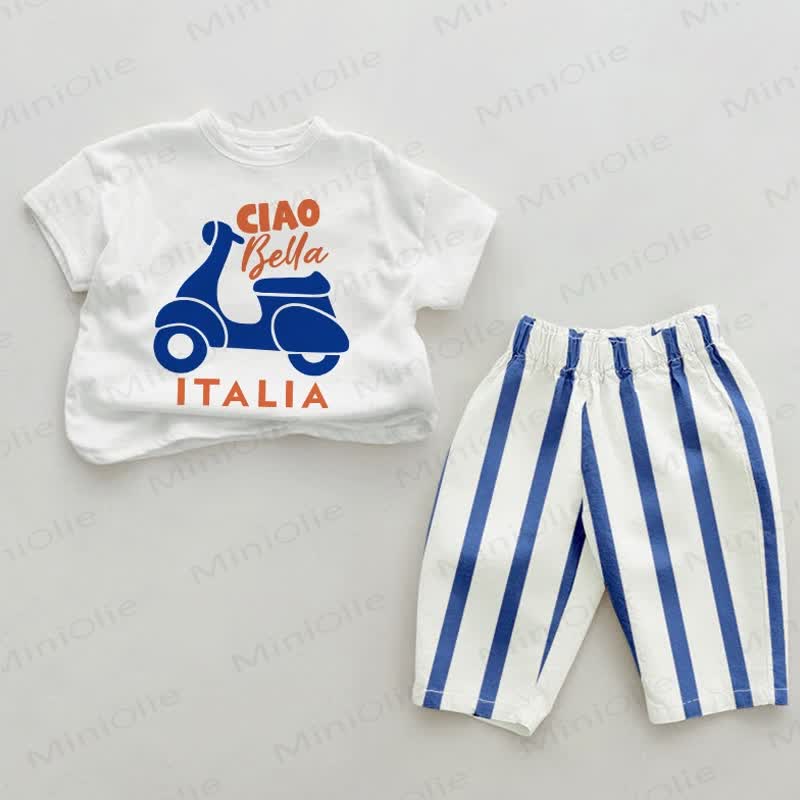 CIAO BELLA ITALIA Baby 2-Piece Blue Striped Set
