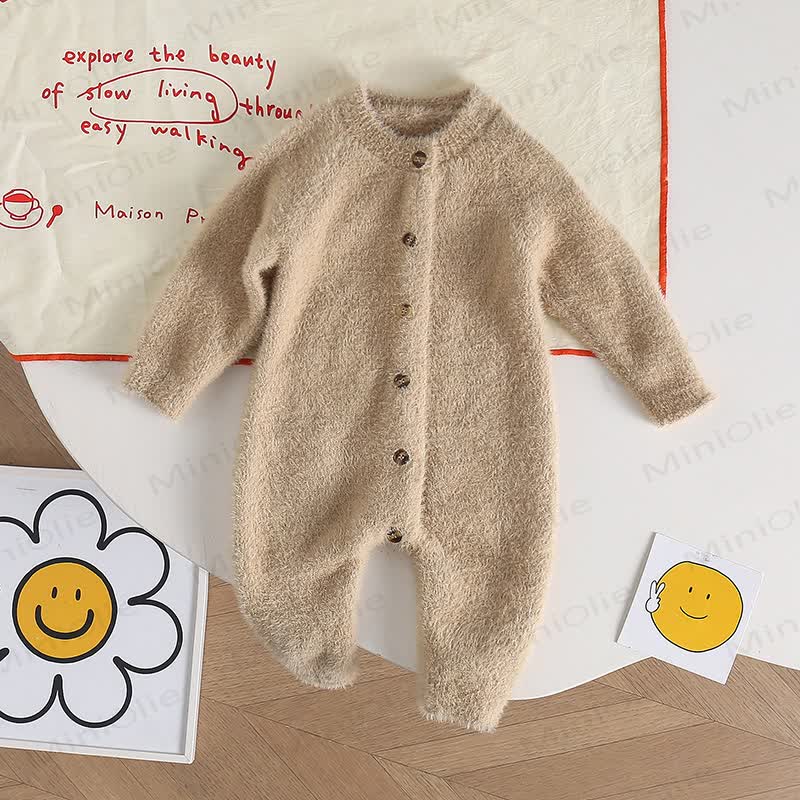 Baby Fluffy Solid Color Romper